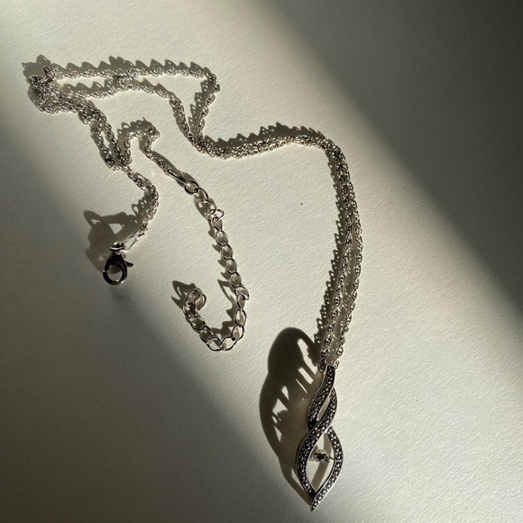 GENUINE Diamond necklace 925 Sterling silver - Picture 10 of 15